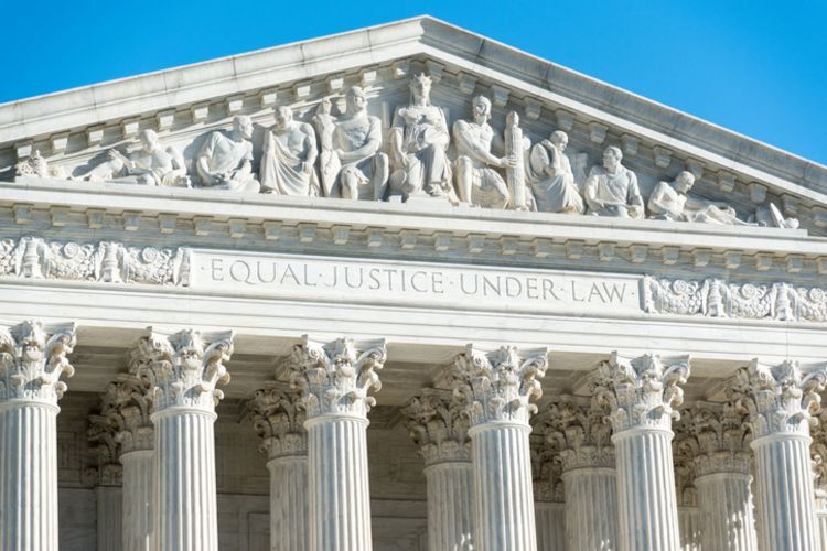Close-up of the supreme court exterior