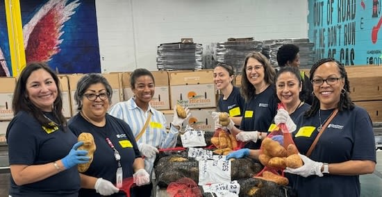 DWT volunteers sorting potatoes
